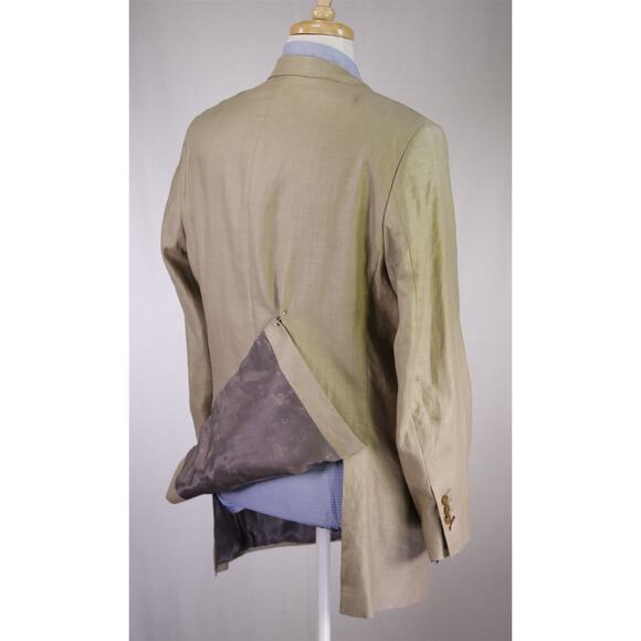 MySuit Custom Made Tan 100% Linen 2-Btn Blazer Jacket 44R - Picture 8 of 10